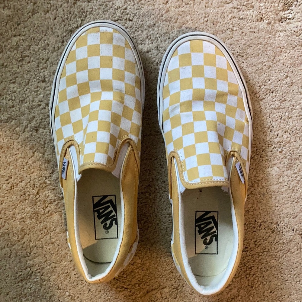 Yellow checkered vans women’s size 8